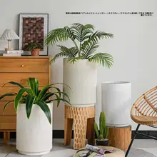 北欧風シンプルデザインのマグネシウム土製大容量花鉢【リビング用・モダン・観葉植物用】