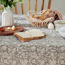 春の田舎風 リネン製 テーブルクロス【フラワープリント・アメリカンスタイル・軽やか】