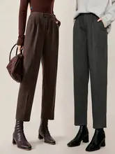 ウールパンツ レディース 厚手 ハイウエスト 着痩せ ストレート タバコパンツ 通勤 オフィスカジュアル きれいめ 上品 春秋