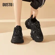 レディース ブラック ヴィンテージスタイル スニーカー【厚底・秋用・カジュアルデザイン】