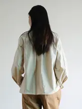 掷布为衣ZBWY コットンリネン ゆったりシルエットシャツ【浅いカーキグレー】
