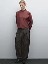 ワイドパンツ レディース ダークグレー ドレープ感 カジュアル きれいめ 上品 通勤「MD」