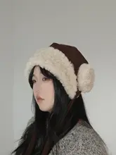 ふんわり暖かいレザー調ボア耳当て付きキャップ【防風・かわいらしいデザイン】