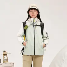 春季軽量撥水ウィンドブレーカー【女性用・ルーズフィット・フード付き・アウトドア用】