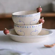 立体的なリンゴデザインの手作りボウル【高級感あるカラフルなデザート＆フルーツ用】