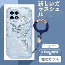 一加 Ace5pro専用スマホケース【ガラス製・チェーン付き・蝶柄デザイン・防滑・高級感あり】