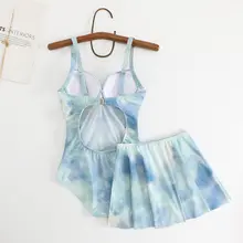 グラデーションデザインの女性用ワンピース水着【三角型・学生向け・温泉用】（セットアップ対応）