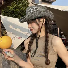ビジュー星付きウエスタンスタイルキャップ【女性用・夏用・UVカット・アウトドア・登山用】
