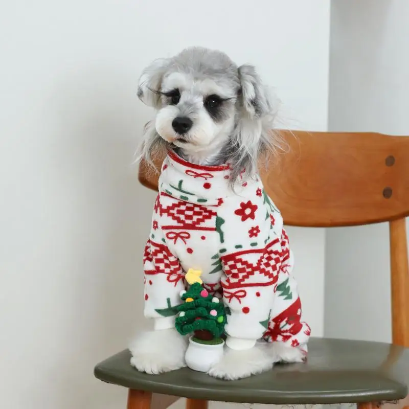 クリスマス犬用フランネル服：厚手デザインで冬の外出も安心