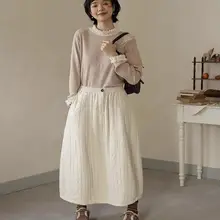 高腰Aラインスカート【保温効果・中長丈・秋冬用・小柄向け】