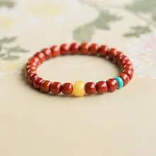 火炎模様の南紅手串【コレクション向け・牛血紅瑪瑙・高級感あるデザイン】