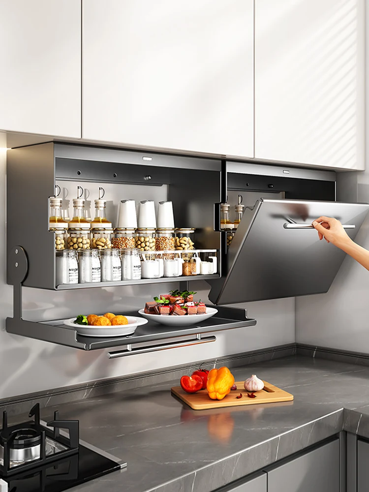 壁掛け調味料ラックJSHS HS502翻蓋吊柜：キッチン上棚のスペース節約設計と実用性