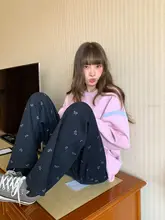 リボン付きハイウエストストレートパンツ【秋用・カジュアル・ウエストゴム】（セットアップ対応）