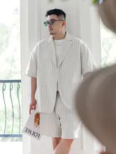 大きいサイズ メンズ 夏 用ストライプパンツ【麻風・半ズボン・ウエストゴム】