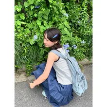 デニムAライン中長丈スカート【高ウエスト・ゆったり・レトロな大揺れデザイン】（セットアップ対応）