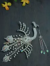 流れる糸の長いタッセル付き 鳳冠【中華風・パール飾り・ヘアアクセサリー】