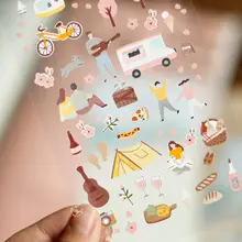 手帳ステッカー シール ピクニック ナチュラル 手帳デコ コラージュ 背景 ダイアリー 「SONIA」