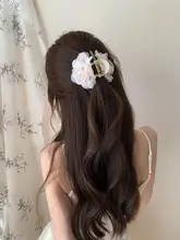 白色山茶花のバンスクリップ【上品デザイン・ハーフアップ対応】