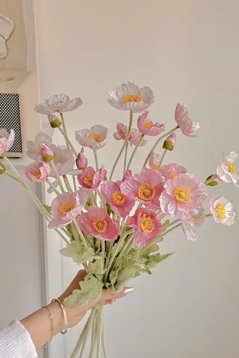 高級感のあるマグノリア造花【インテリア装飾用・花瓶付き】
