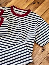 半袖Tシャツ ユニセックス ボーダー ネイビー ボルドー フレンチ風 ヴィンテージ カラーブロック ルーズ 厚手 ストレッチ インナー