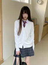 ジャケット風ニットカーディガン【春秋用・ホワイト・アカデミックスタイル】
