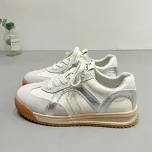 厚底のレディース本革スニーカー【通気性・カジュアル・プレーンデザイン】