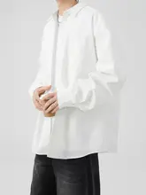 春のカジュアルコットン長袖シャツ【オーバーサイズ・プレーンデザイン】（セットアップ対応）