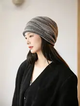 秋冬用ウールニット帽【保温・レトロデザイン・女性用】