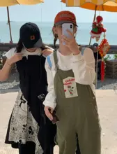 アメリカンヴィンテージ風 グリーンサロペットパンツ【独特のデザイン】