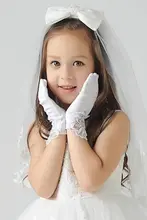 子供用 白色レースの短い指なし手袋【花嫁介添えや誕生日撮影に最適】