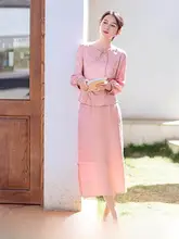 春夏用ピンクの中長丈スカート【優雅な雰囲気・女性用】