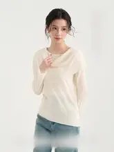 不規則なデザインのウールニットプルオーバー【春季用・韓国風・女性用】