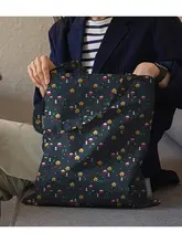 クリスマスデザインの深青色コットンDIY生地【手作り衣服やバッグに最適】（セットアップ対応）
