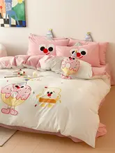 可愛いキャラクター柄の純綿四点セット【刺繍・水洗い可・子供向け】（セットアップ対応）