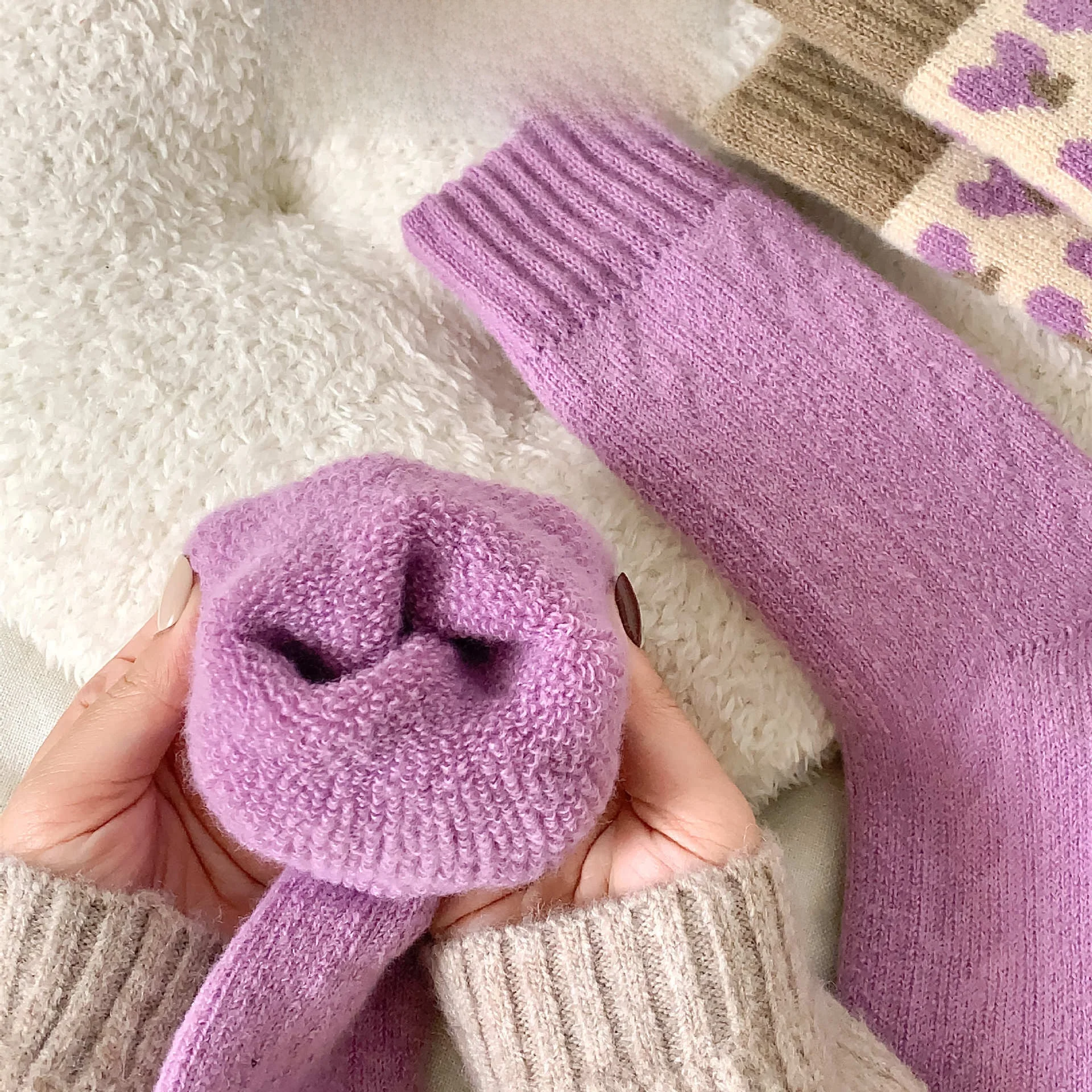 羊毛厚手レディース中筒ソックス【保温・秋冬用・快適睡眠】