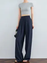 FAESSLIN 超薄手感アイスシルク ワイドパンツ【夏用・リラクシング・ロング丈】