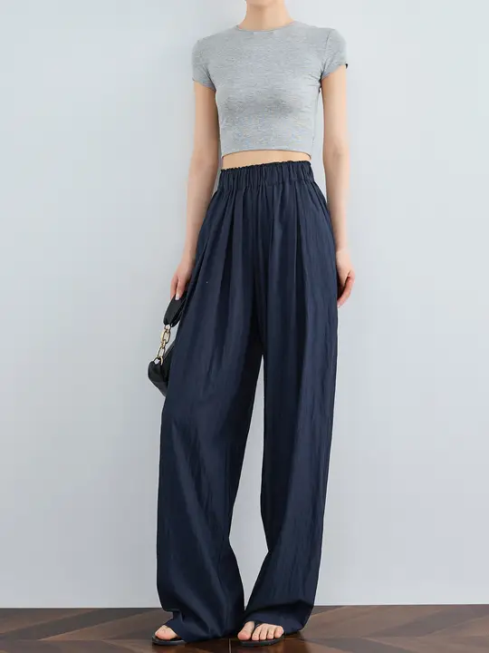 FAESSLIN 超薄手感アイスシルク ワイドパンツ【夏用・リラクシング・ロング丈】