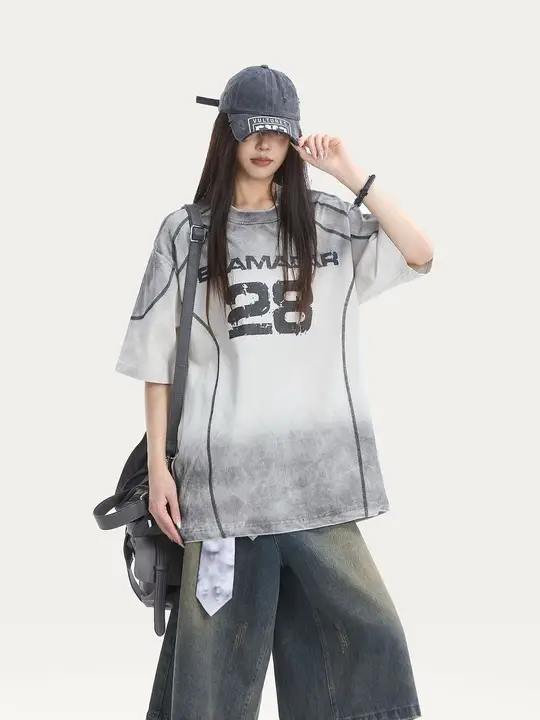 夏用コットン半袖Tシャツ【アメリカンスタイル・大きめシルエット・ウォッシュ加工】