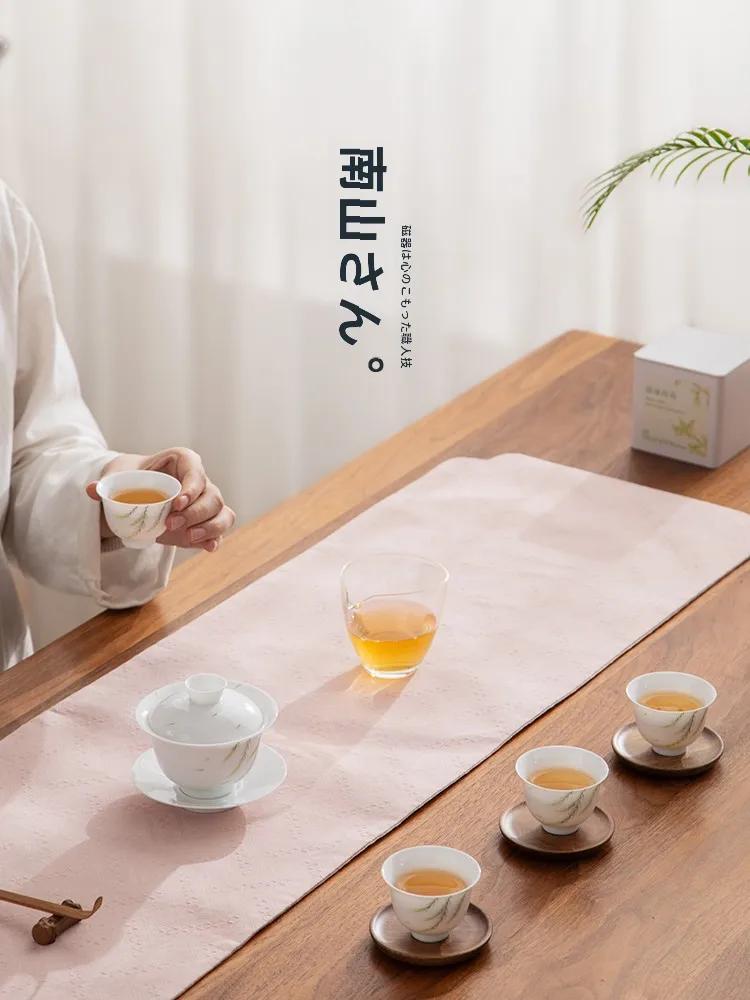 和室座卓テーブルクロスの選定：高級麻混紡茶席用テーブルクロス【中華風・禅スタイル】