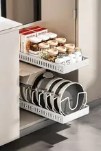 調整可能な鍋具収納ラック【引き出し式・キッチン用・鍋蓋ラック】