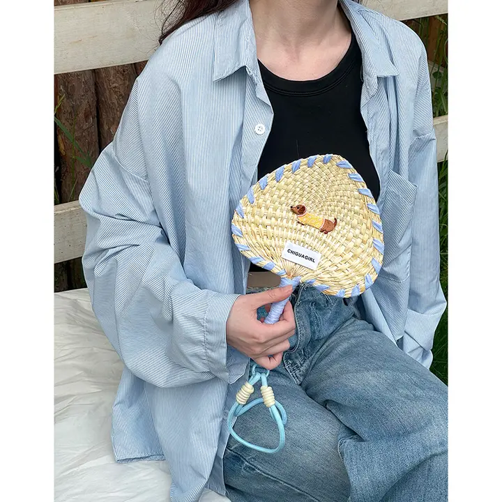 うちわ 手編み 手作り ミニ コンパクト ヴィンテージ 携帯用 夏 涼感 キッズ 男の子 女の子