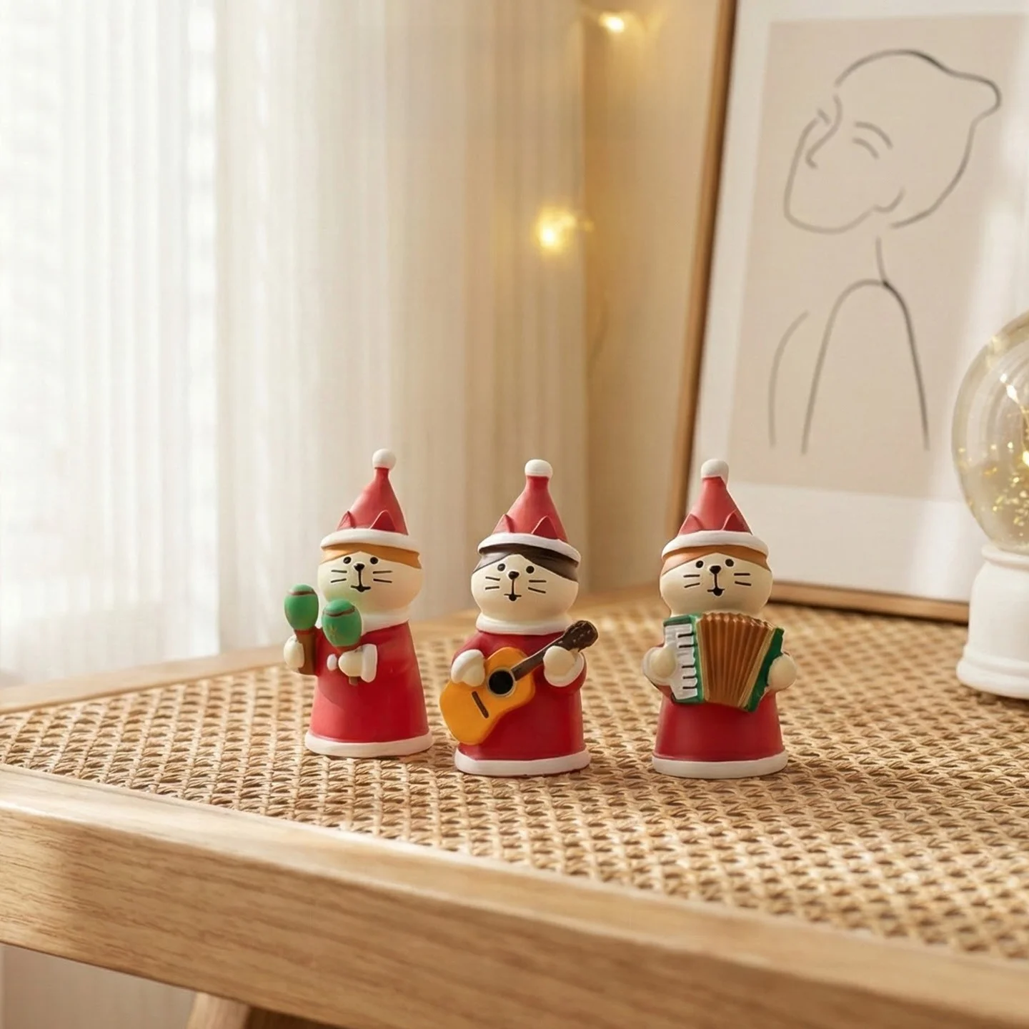 クリスマスベルのミニキャットバンドデスクトップ装飾：職場で使える気遣いの象徴