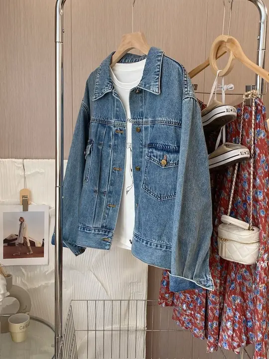 洗い加工デニムジャケット【アメリカンヴィンテージ・ルーズフィット・春用】