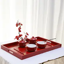 特大木製トレイ【長方形・家庭用・茶色・収納用・レストラン用】