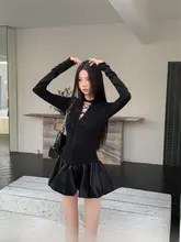 セクシーなレースデザインのフレアドレス【ウエストシェイプ・ミニ丈・黒】