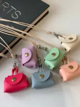 カラフルな皮革ミニバッグモチーフネックレス【長めのチェーン・ファッションアクセサリー】