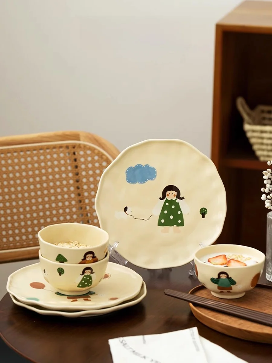 かわいい和風陶器の茶碗と箸：家庭用ギフトに最適なデザインと機能のバランス