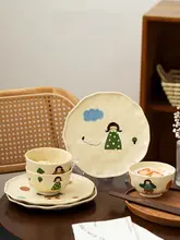 かわいい和風陶器の茶碗と箸【家庭用・ギフトボックス入り】