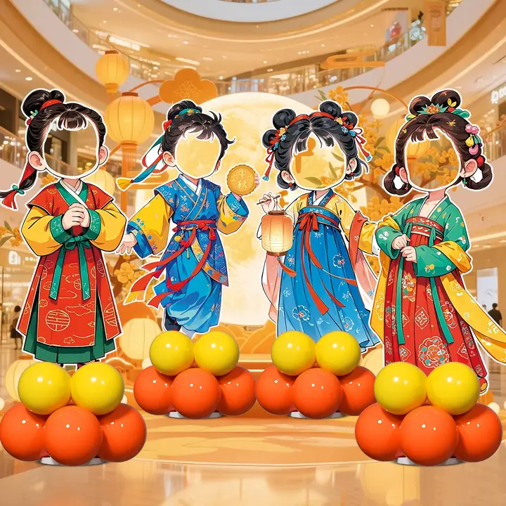 古風漢服インテリア装飾 人形フォトフレーム【幼稚園イベント用・KT板】