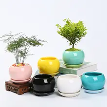 ミニ可愛い陶器の多肉植物用鉢【純白・ピンク・丸形・通気性あり】